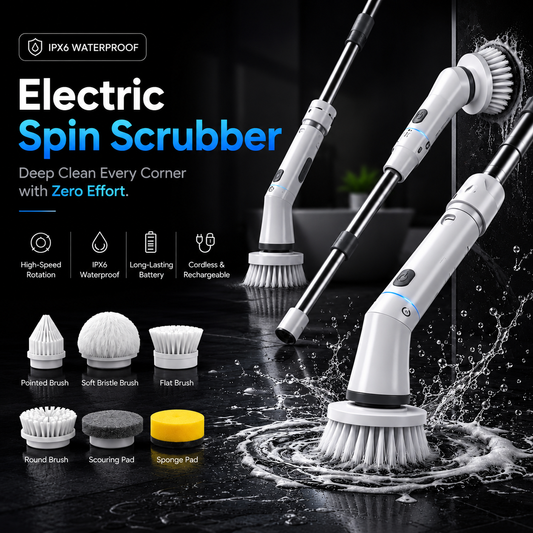 Cordless Electric Spin Scrubber with 6 Brush Heads